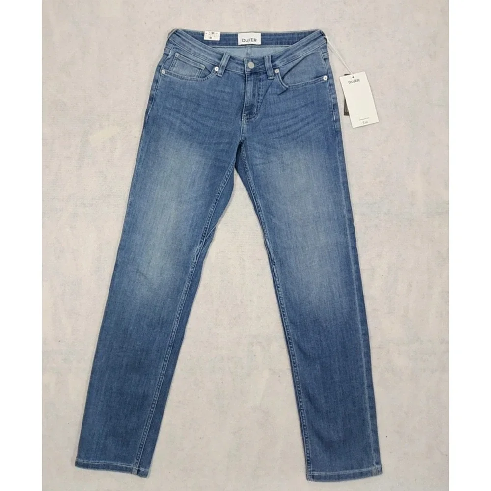 DU/ER Performance Denim Womens‎ 26 NEW Girlfriend Whisker Solstice Blue COOLMAX